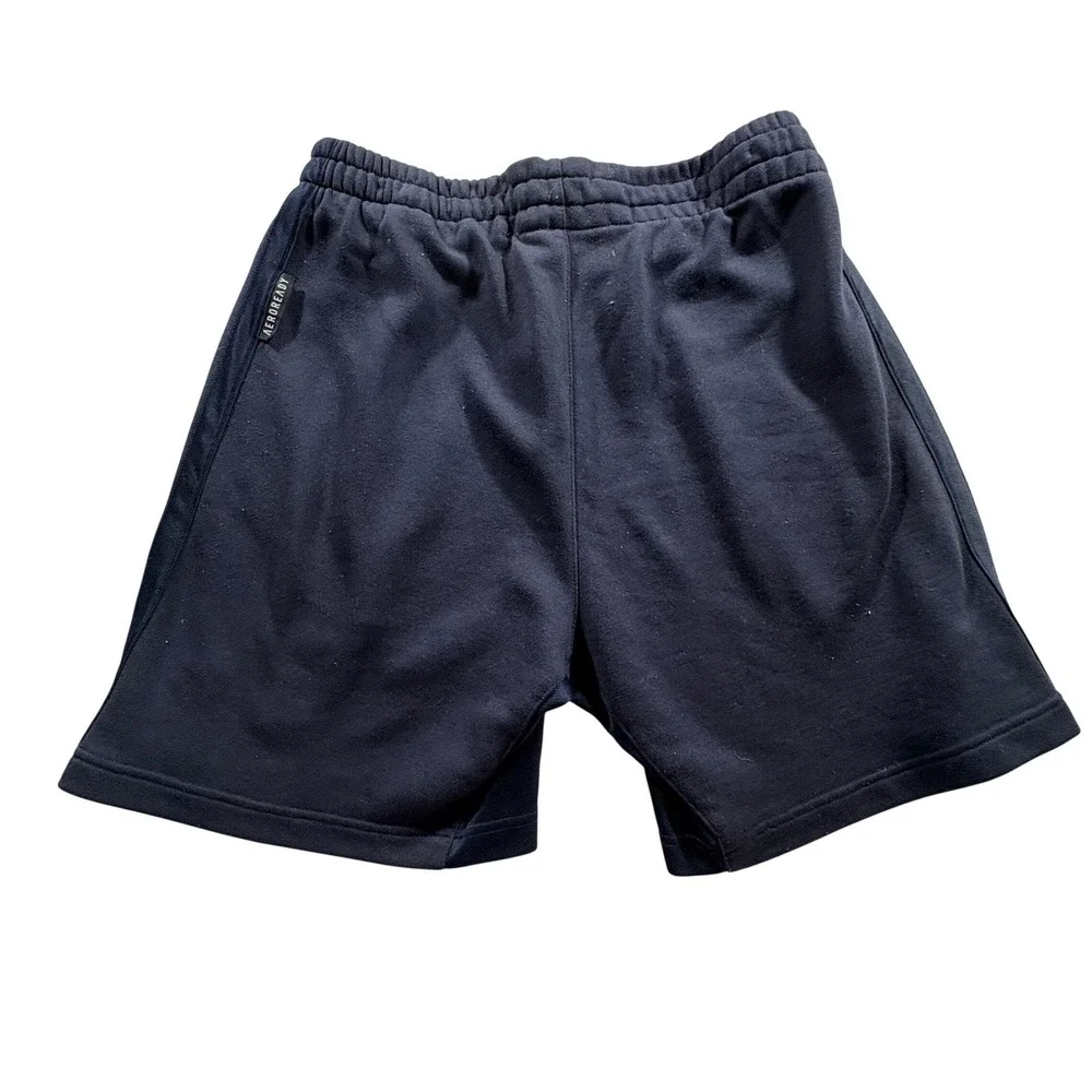 Adidas Knit Athletic Shorts Mens Small Navy Blue 3-Stripe Gym Training Casual